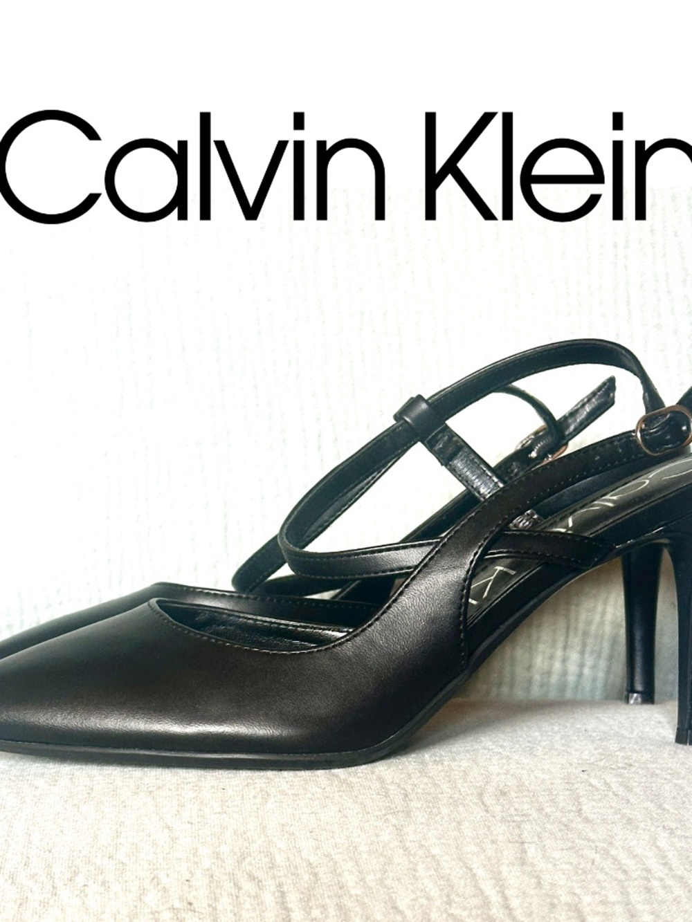 Calvin Klein Black Sling Womens Back Point Toe Shoes Heels - 8.5